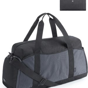 Foldable Duffle Bag for Women - 35L Carry On Weekender Overnight Sports Duffel with Shoe Compartment, Personal Item Travel Workout Bag for Travel Yoga, Black