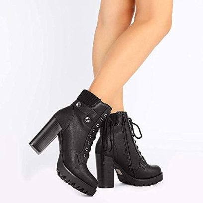 DREAM PAIRS Women's Lace up Combat Ankle Boots High Chunky Heel Fashion Heeled Booties Shoes - Image 8